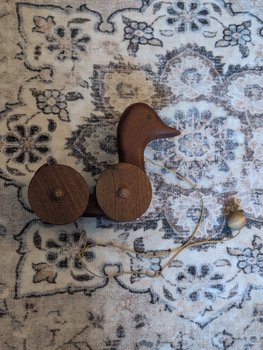 Vintage Handmade Wooden Duck Pull Toy